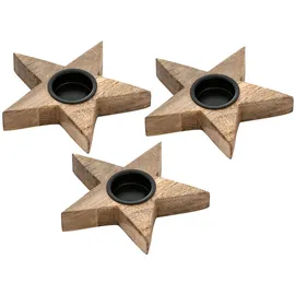 amagohome Teelichthalter 3er Set Mangoholz Braun