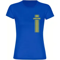 Multifanshop Damen T-Shirt - Ukraine - Streifen - Druck