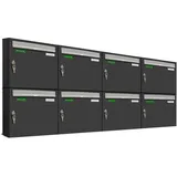 AL Briefkastensysteme Basic 8er Briefkasten RAL 7016 Anthrazit inkl. Zeitungsfach