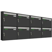 AL Briefkastensysteme Basic 8er Briefkasten RAL 7016 Anthrazit inkl. Zeitungsfach