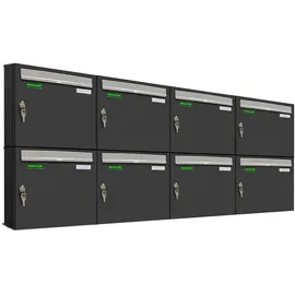 AL Briefkastensysteme Basic 8er Briefkasten RAL 7016 Anthrazit inkl. Zeitungsfach