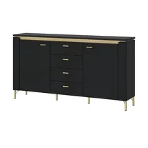 Quartier Sideboard 155,3 x 87 x 40 cm Goldgelb / Schwarz matt