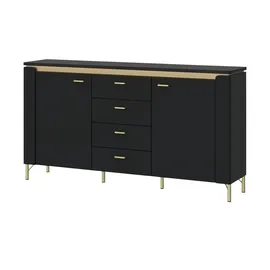 Quartier Sideboard 155,3 x 87 x 40 cm Goldgelb / Schwarz matt