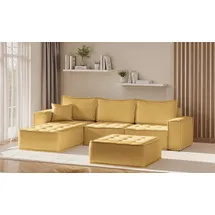 Fun Möbel Ecksofa Modulsofa 4-teilig SANDE Stoff Raven Honiggelb Ottomane Links - Gelb