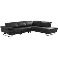 Ecksofa Relaxsofa elektrisch - Ecke rechts - Rindsleder - Schwarz - puno ii