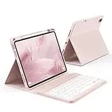 KVTVOU Hülle mit Tastatur für iPad A16 11. Generation 2025, iPad 10. Generation 2022 10,9 Zoll, Abnehmbarer Bluetooth Tastatur QWERTZ Layout, Weiche TPU Hülle mit Stifthalter, Rosa