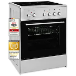 Exquisit ECM 6-4 Inox Elektro-Standherd | Ober-/Unterhitze | Grill |  Multifunktion | Backofen-Volumen: 61 l | EEK:  A | Inox