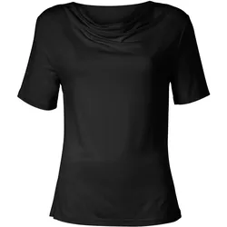 Wasserfallshirt INSPIRATIONEN "Shirt", Damen, Gr. 54, schwarz, 95% Viskose, 5% Elasthan, unifarben, Wasserfallausschnitt, Kurzarm, Shirts