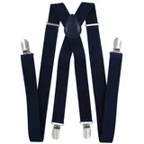 axy Hosenträger für Herren breit 2,5 cm in X-Form mit 4 Hosenträger Clips extra stark längenverstellbar 25mm (Dunkelblau)