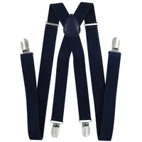 axy Hosenträger für Herren breit 2,5 cm in X-Form mit 4 Hosenträger Clips extra stark längenverstellbar 25mm (Dunkelblau)