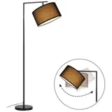 Nettlife Stehlampe Wohnzimmer Schwarz Stehleuchte Stoffschirm Bogenlampe E27 Leselampe, mit Fußschalter, LED wechselbar, Schlafzimmer schwarz 166 cm