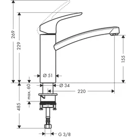 Hansgrohe Focus M41 160 1jet edelstahl finish 31806800