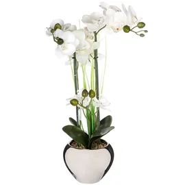 Atmosphera - Künstliche Orchidee - Keramikvase Silber - H53 cm - Silber