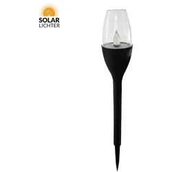 SOLAR LICHTER Solar LED-Akku Kerzenlicht, 1800 K, Erdspieß, schwarz