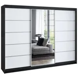 A&J MöbelLand Schiebetürenschrank VILUNO 1 200 x 215 x 59,5 cm Weiß/Schwarz