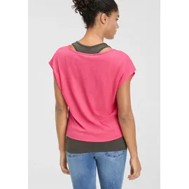 H.I.S. Trainingsshirt "2-tlg. Shirt & Top", Damen, Gr. 34, grau (anthrazit, rosa), Obermaterial: 60% Baumwolle, 40% Polyester.