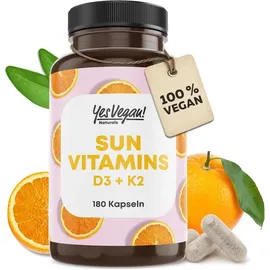 yes vegan Sun Vitamins D3 + K2 Kapseln 180 St.