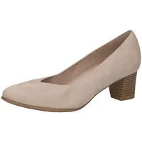 CAPRICE Pumps aus Leder mit Blockabsatz, Beige (Sand Suede),