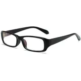 Lanomi Unisex Rechteck Lesebrille ohne Blaulichtfilter PC Brille Mattschwarz Lesebrille 6.0 - Schmal Rechteck