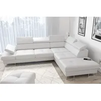 Friderik-EU Ecksofa GALAXY Ledersofa mit Schlaffunktion & Bettkasten weiß