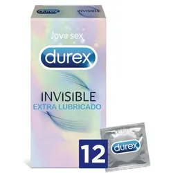 Invisible Extra Lubricated hauchdünne Kondome mit Gleitmittelbeschichtung Durex Invisible (12 uds)