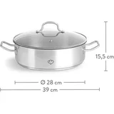 Springlane Edelstahl Schmortopf mit Glasdeckel 28 cm, 5 L, Schmorpfanne Induktion, Sevierpfanne