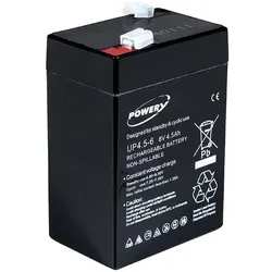 Powery Blei-Gel-Akku für Lampe Johnlite Staubsauger Halogen Lampe 6V 4,5Ah (ersetzt auch 4Ah 5Ah)