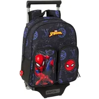Safta Spiderman Attack Kinderrucksack mit Trolley 705, ideal für Kinder verschiedener Altersgruppen, bequem und vielseitig, Qualität und Widerstandsfähigkeit, 27 x 10 x 33 cm, Schwarz, M, Casual