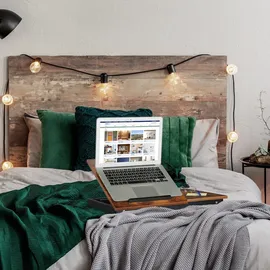 Relaxdays Laptoptisch für Bett & Couch, klappbarer Betttisch, Bambus, höhenverstellbar, Betttablett, Dunkelbraun/schwarz