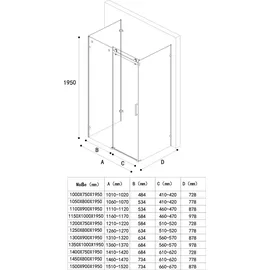 mai & mai U-form Duschkabine 75x150x75cm Rahmenlos Höhe:195cm 8mm Schiebetür Duschabtrennung ESG Nano Klarglas 4-punkt Halterung Duschwand Rav17-2uk - Transparent