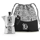 Bialetti Moka Express Kaffeemaschine, 90 Jubiläum, Aluminium, 3 Tassen (130 ml), Nylonbeutel im Lieferumfang enthalten