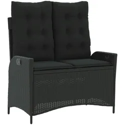 vidaXL Gartenbank Verstellbar mit Kissen Schwarz Poly Rattan