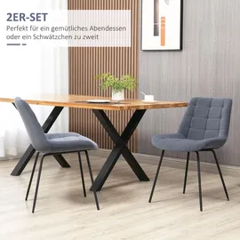 Homcom 2er Set Esszimmerstuhl Küchenstuhl Polsterstuhl mit Rückenlehne, Samt,
