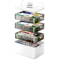 Medizinbox Medikamenten Aufbewahrung - 4-Stöckige Medikamentenbox Groß Hausapotheke Box mit Griff Tragbare Medikamenten Organizer Ideal für Haushalt und Reisen