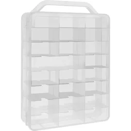 Kruzzel Sammlervitrine Polypropylen zu 46 Fächen 33x 25 x 8,5 cm - Setzkasten für Ihre Sammlung - Organisation Schaukasten für Autos - Matchbox ... - Transparent