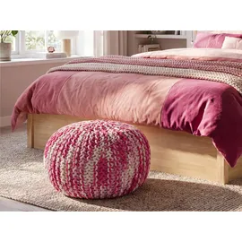 Beliani Pouf CONRAD Baumwolle 50 x 35 x 50 cm Weiß/Rosa