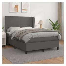 vidaXL Boxspringbett mit Matratze Grau 140x200 cm Kunstleder