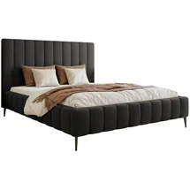 Selsey Polsterbett 140x200 mit Bettkasten, Metallfüßen, Velours, dunkelgrau - Dunkelgrau