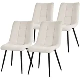 ML-Design Esszimmerstuhl 4er Set Beige, Stoffbezug & schwarze Metallbeine, gepolstert, modern für Esszimmer