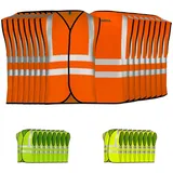 German Wear Warnweste 8 x Warnweste set (Spar-Set, 8er-Pack) 8x Warnweste Sicherheitsweste Auto Sicherheitswarnweste Pannenweste orange M