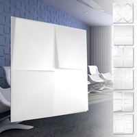 HEXIM 3D Wandpaneele, PVC Kunststoff weiß - Quadrat Design Paneele 50x50cm Wandverkleidung (0.25QM HD132) Platten Wandplatten modern