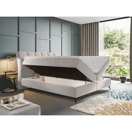 Mirjan24 Boxspringbett Forever, Bett mit zwei Bettkästen, Stilvoll Schlafzimmer Polsterbett (Fresh 32, Größe: 160x200 cm) - Grau