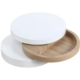 vente-unique Couchtisch drehbar Janita - Holz MDF - Weiß - Eiche