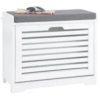 SoBuy Schuhkipper Schuhbank mit Klappe Dielenbank mit Sitzkissen FSR184-K-W