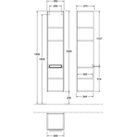 Villeroy & Boch Subway 2.0 Hochschrank , 2 Türen, Anschlag links,