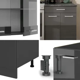 Vicco Küchenzeile R-Line 200 cm Anthrazit Hochglanz