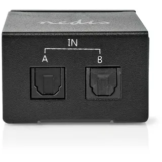 Nedis Digital-Audio-Switch | 2-Weg Anschlüsse – Eingang: DC Power 2x TosLink Anschlüsse – Ausgang: TosLink Buchse | Handbuch/Schalter | Metall | Schwarz