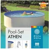 SUMMER FUN Stahlwandpool Set rund Athen 300 x 90 cm blau-weiß