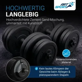 ArtSport Hantelset 40 kg Kurzhantelset 2er Set schwarz