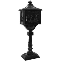 vidaXL Stehender Briefkasten Schwarz inkl. Zeitungsfach